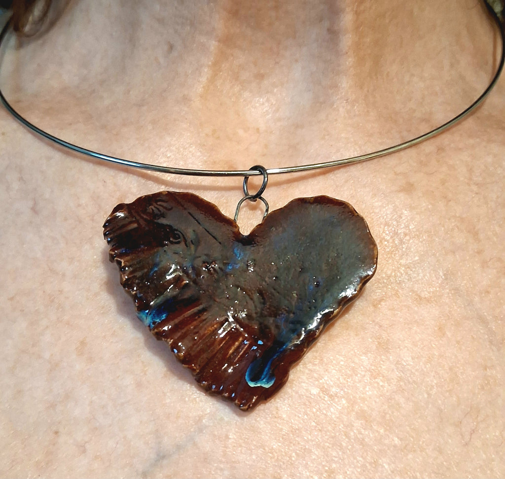 Heart Pottery Pendant - Red