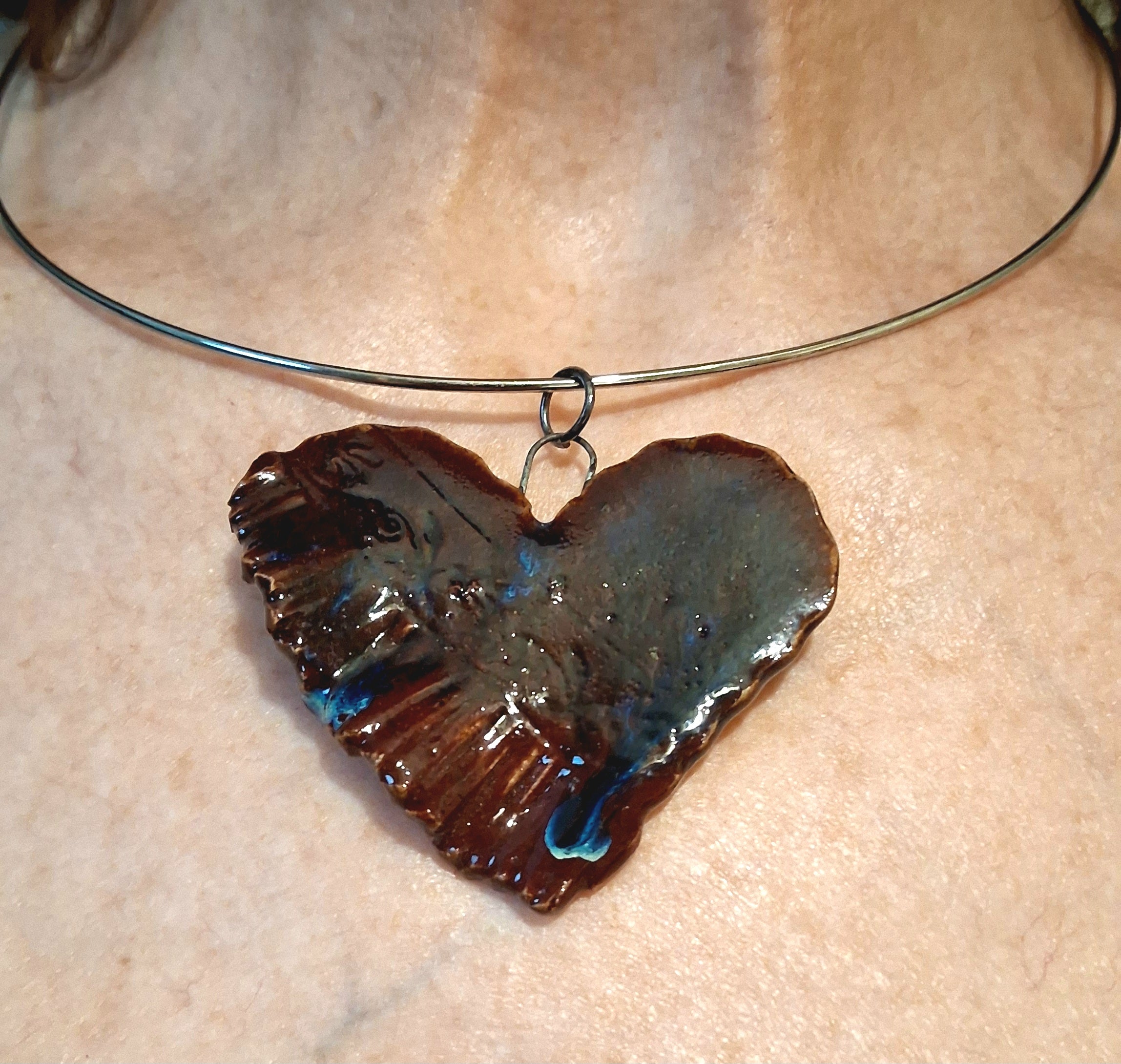 Heart Pottery Pendant - Red