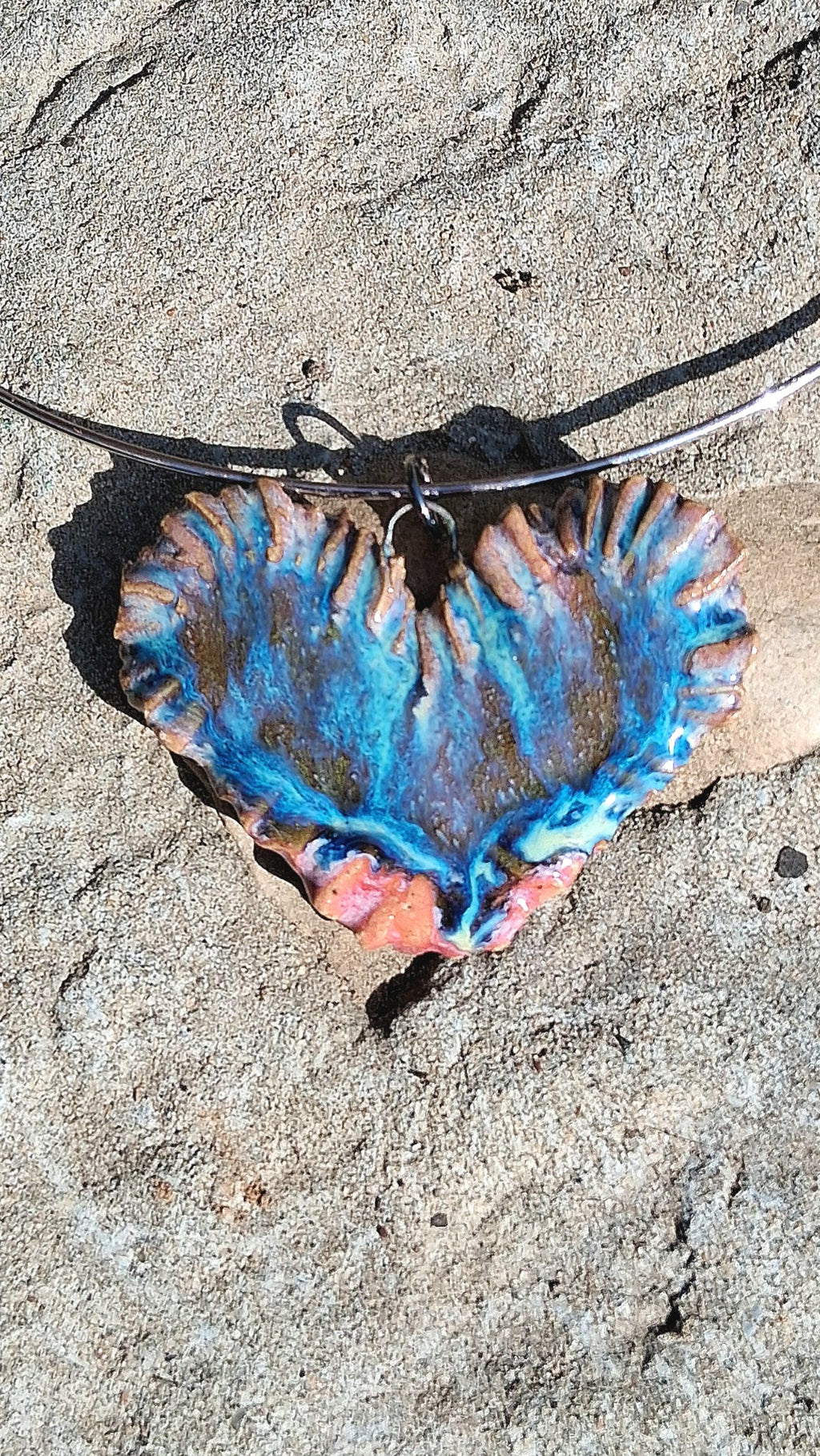 Heart Pottery Pendant - mulit